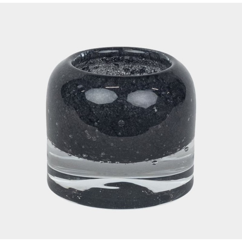 HEAVY GLASS STONE CANDEL HOLDER BLACK, LIGHT GREY, TAUPE - CANDLE HOLDERS, CANDLES HEAVY GLASS STONE CANDEL HOLDER BLACK, LIGHT GREY, TAUPE - CANDLE HOLDERS, CANDLES